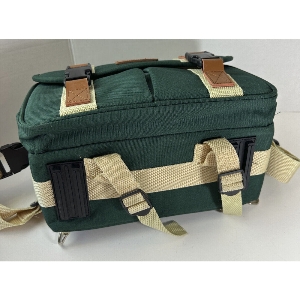 Retro Canon Camera Bag Organizer Green Pockets Shoulder Strap DSLR Carry Case - Picture 9 of 15